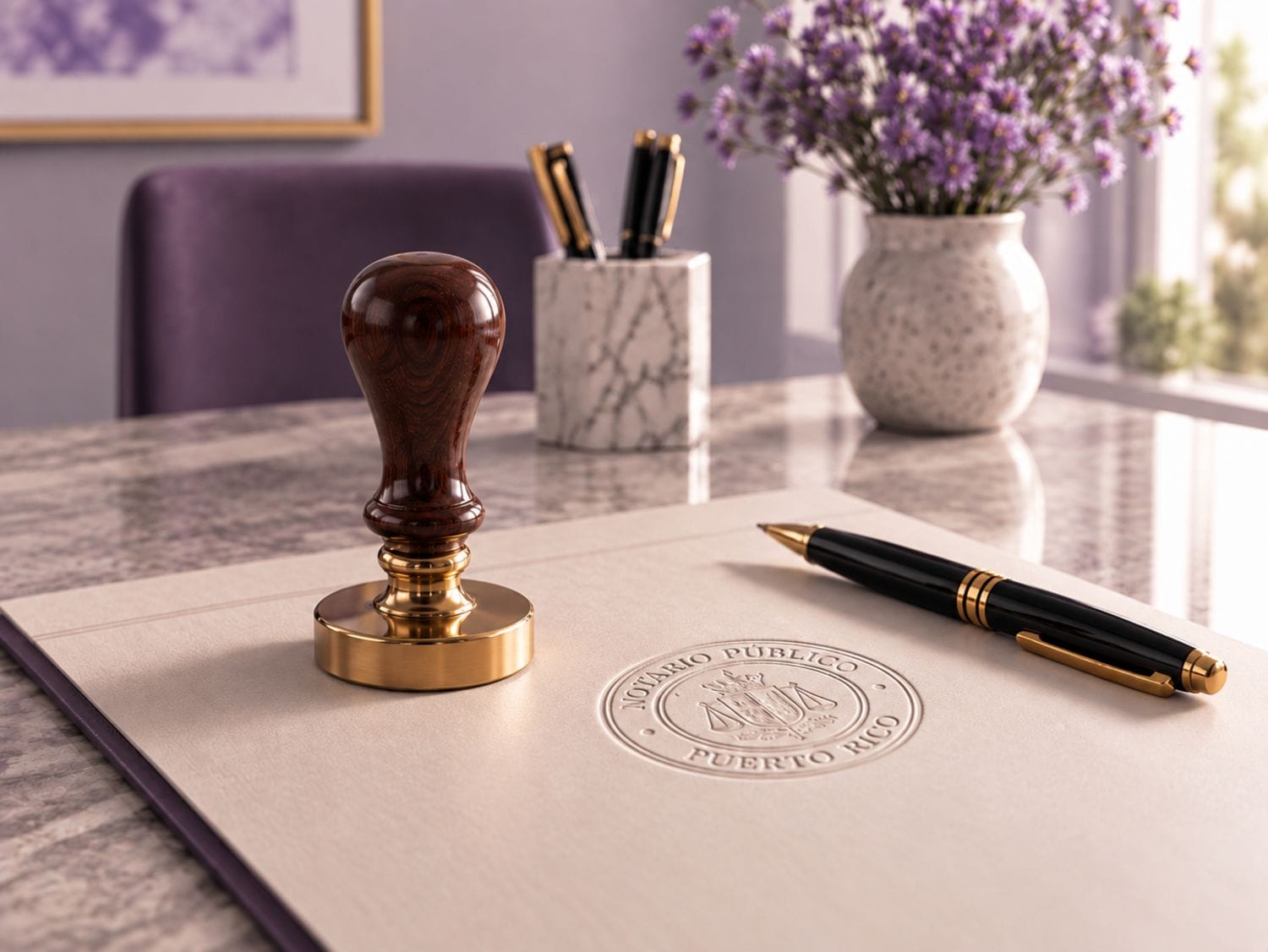 Firma de documento notarial en oficina legal