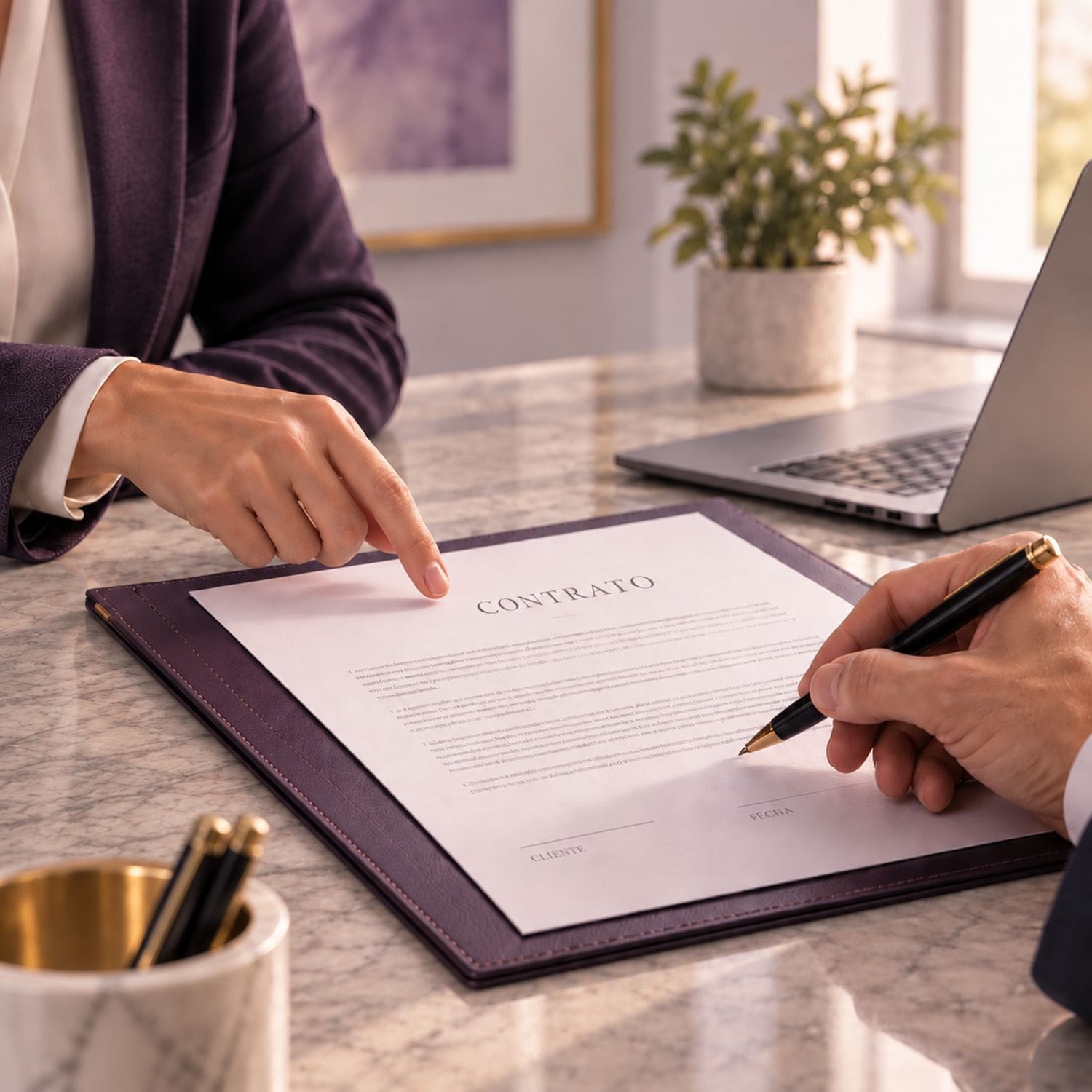 Firma de un contrato en oficina legal